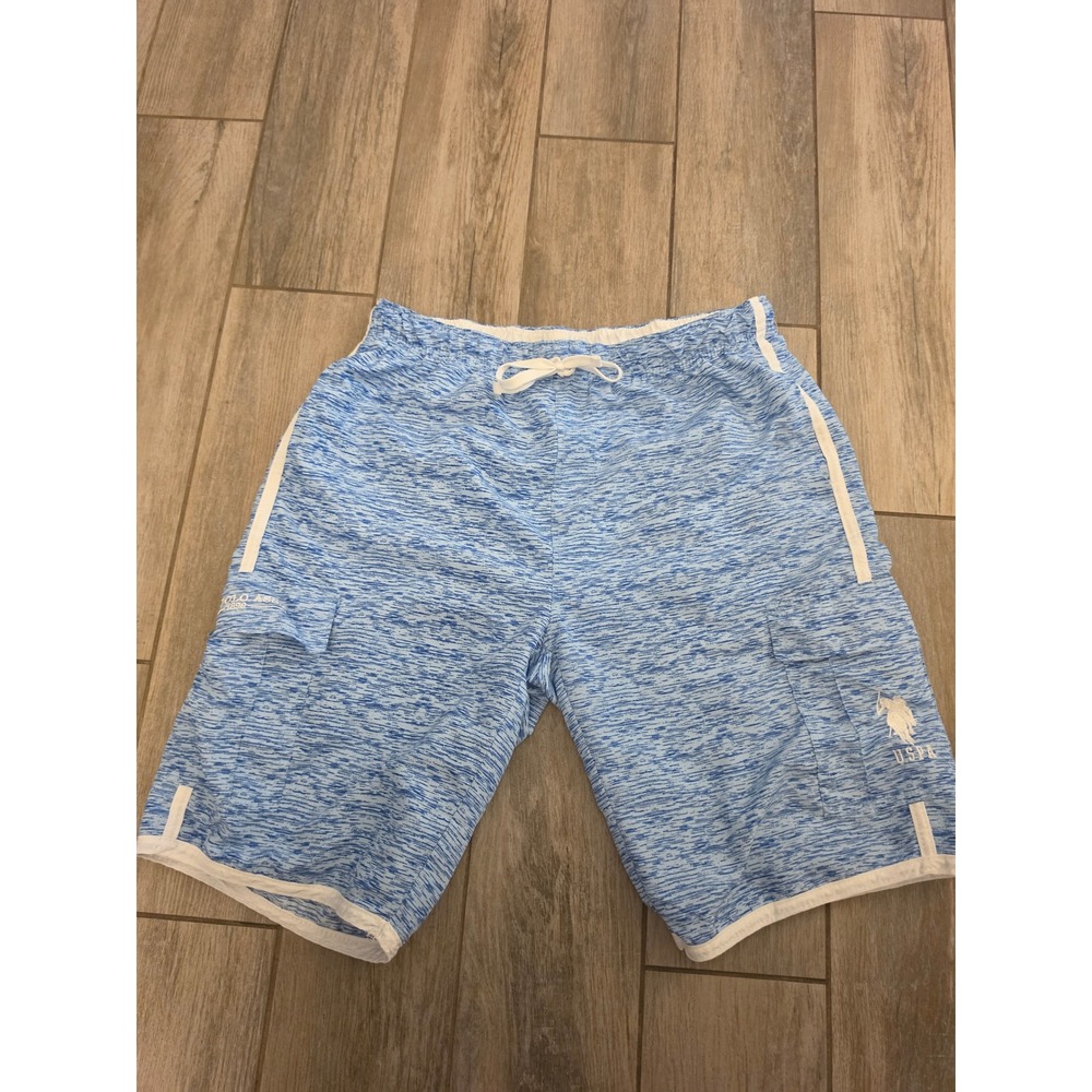 US Polo Assn Mens Blue Space Dye Cargo Swim Trunks Board Shorts Large USPA